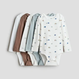 H&M コットンエンベロープネックボディスーツ 5枚セット