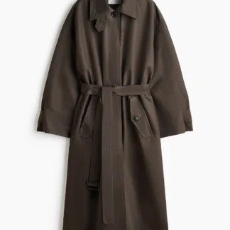 H&M ベルテッド ツイルコート