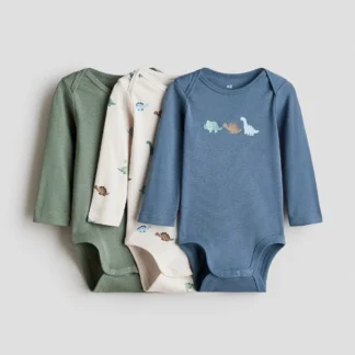 H&M エンベロープネック コットンボディスーツ 3枚セット