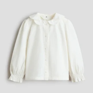 H&M パフスリーブ シアサッカーブラウス