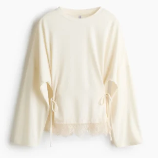 H&M レーストリム タイディテールトップス