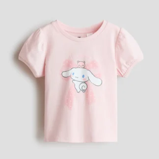 H&M パフスリーブ プリントTシャツ