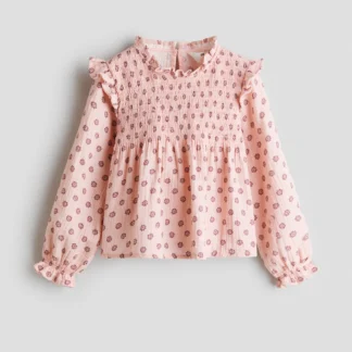 H&M シャーリングディテールコットンブラウス