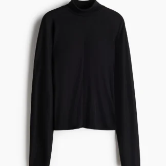 H&M バットウイングスリーブ ハイネックトップス