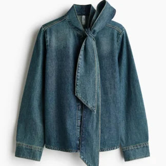 H&M スカーフカラーデニムブラウス