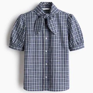 H&M スカーフカラー パフスリーブブラウス