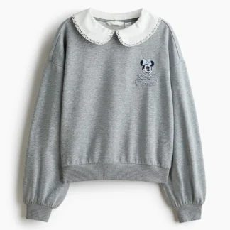 H&M 刺繍デザイン襟付きスウェットシャツ