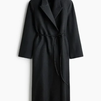 H&M ベルテッド ウールブレンドコート