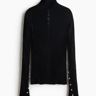 H&M ボタンディテール リブニットトップス