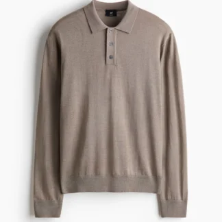 H&M レギュラーフィット メリノウールポロシャツ