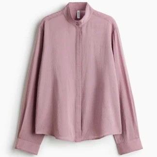 H&M フリルトリムスタンドカラーシャツ