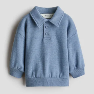 H&M コットンスウェットポロトップス