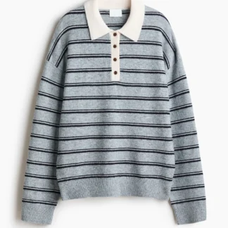 H&M オーバーサイズ ファインニットポロシャツ
