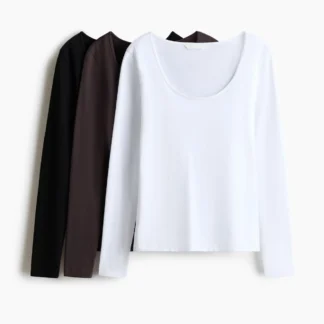 H&M コットンリブトップス 3枚セット