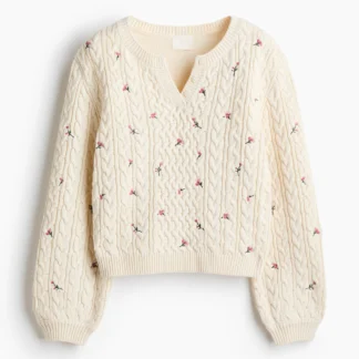 H&M 刺繍ディテール ケーブルニットセーター