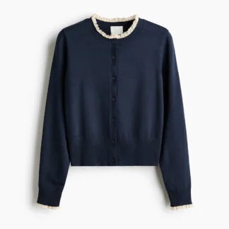 H&M レーストリム ファインニットカーディガン