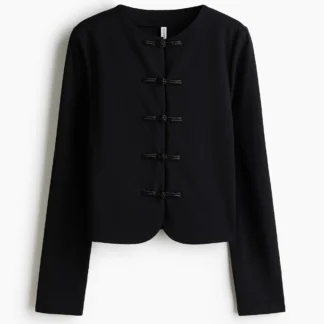 H&M ノーカラー ノットボタンジャケット
