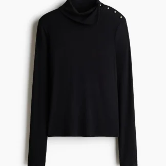 H&M ボタンディテールハイネックトップス