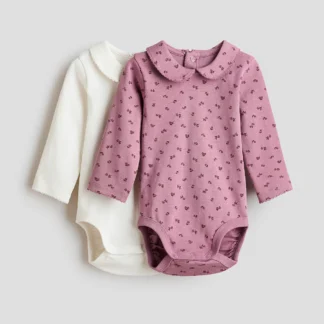 H&M 襟付きボディスーツ 2枚セット