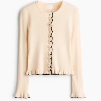 H&M リブニット ラッフルカーディガン