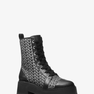 Michael Kors BLAKE MK2000 ロゴ ジャカード コンバット ブーツ