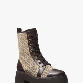 Michael Kors BLAKE MK2000 ロゴ ジャカード コンバット ブーツ