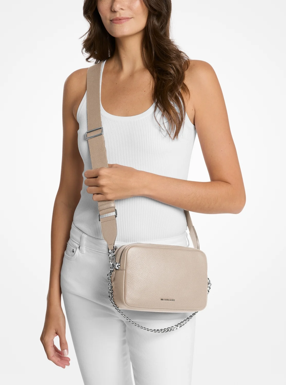 Michael Kors BRYANT ぺブルレザー ダブルジップ チェーン カメラ クロスボディ ミディアム - Image 4