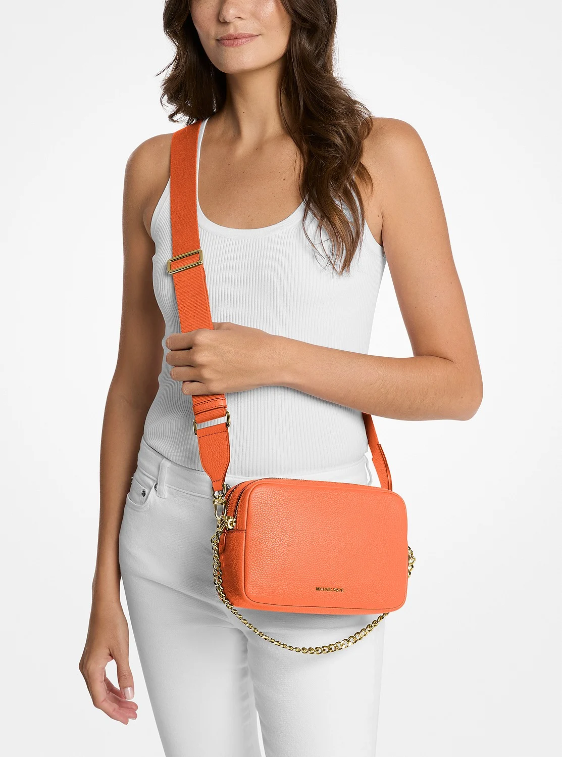 Michael Kors BRYANT ぺブルレザー ダブルジップ チェーン カメラ クロスボディ ミディアム - Image 4