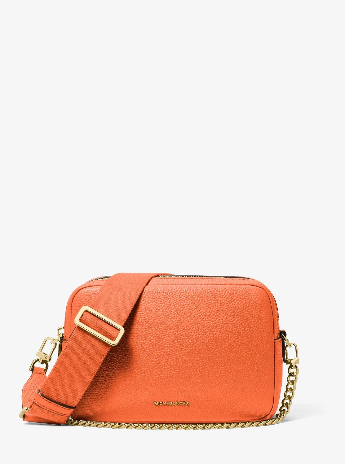 Michael Kors BRYANT ぺブルレザー ダブルジップ チェーン カメラ クロスボディ ミディアム