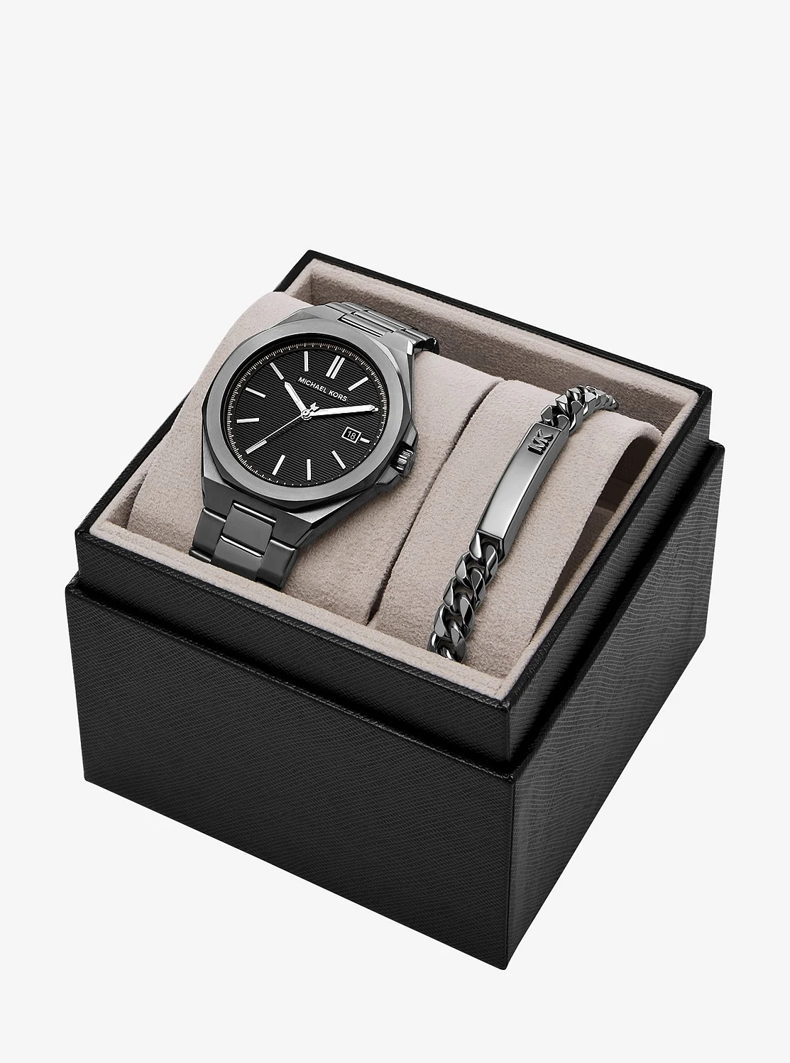Michael Kors CALLUM オーバーサイズ ガンメタルトーン ウォッチ & ジュエリー ギフトセット - Image 4