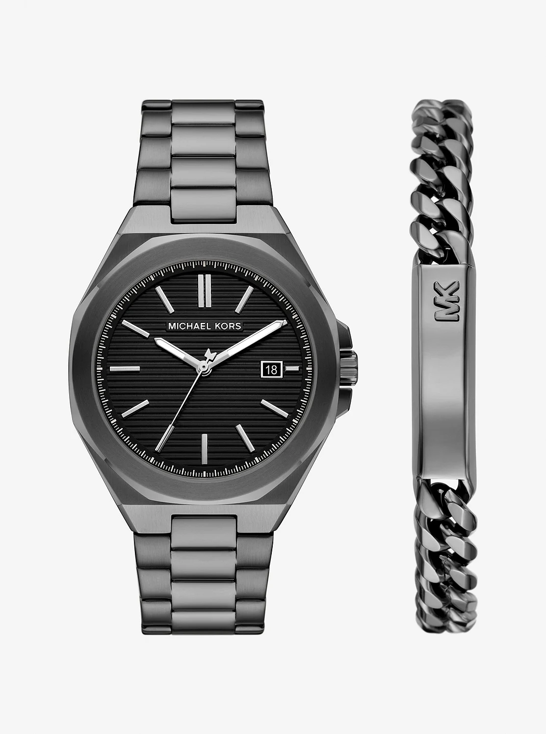 Michael Kors CALLUM オーバーサイズ ガンメタルトーン ウォッチ & ジュエリー ギフトセット