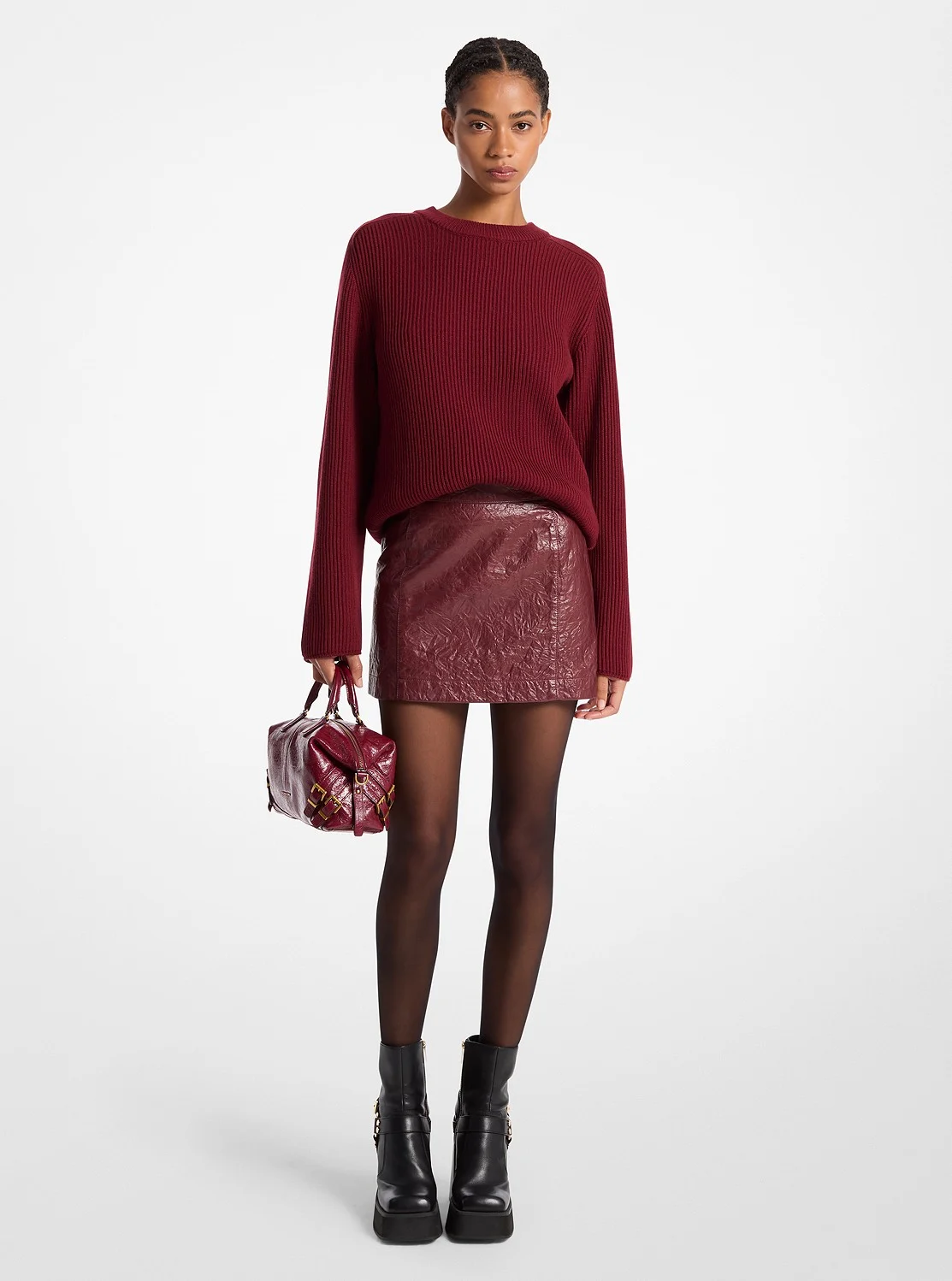 Michael Kors ウォッシュド レザー ミニスカート