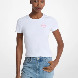 Michael Kors エンベリッシュ ロゴ ストレッチ コットン ジャージー Tシャツ