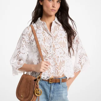 Michael Kors コーデッド フローラル レース クロップド ブラウス