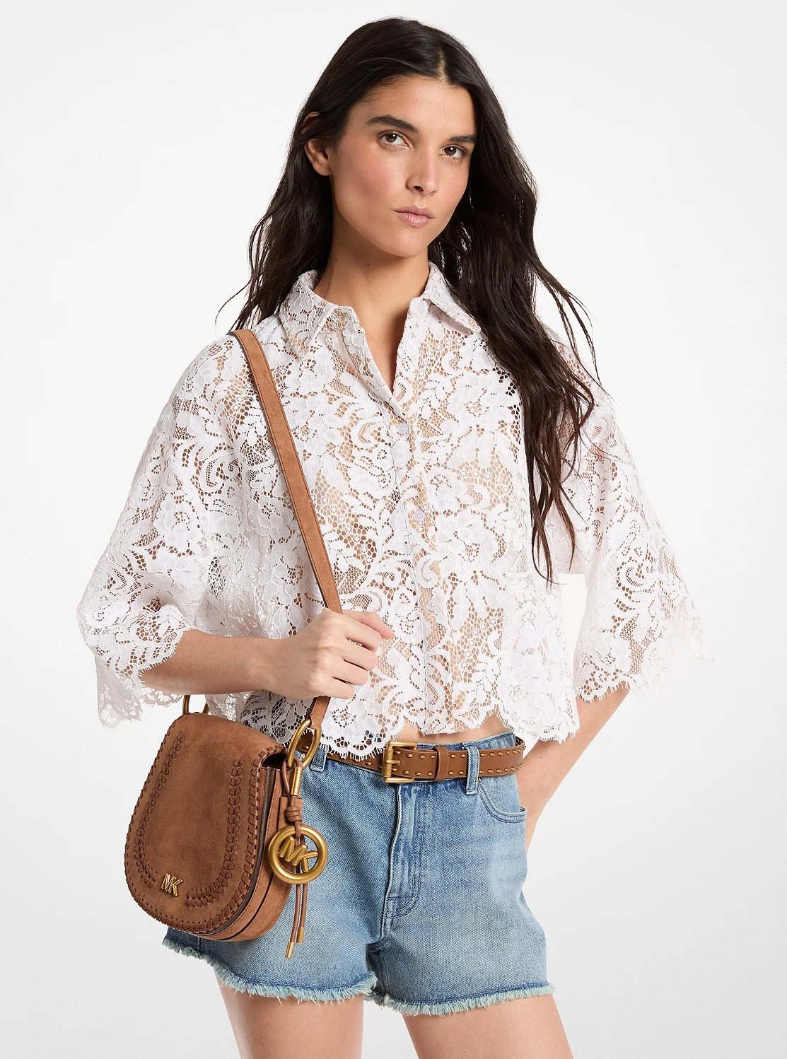 Michael Kors コーデッド フローラル レース クロップド ブラウス