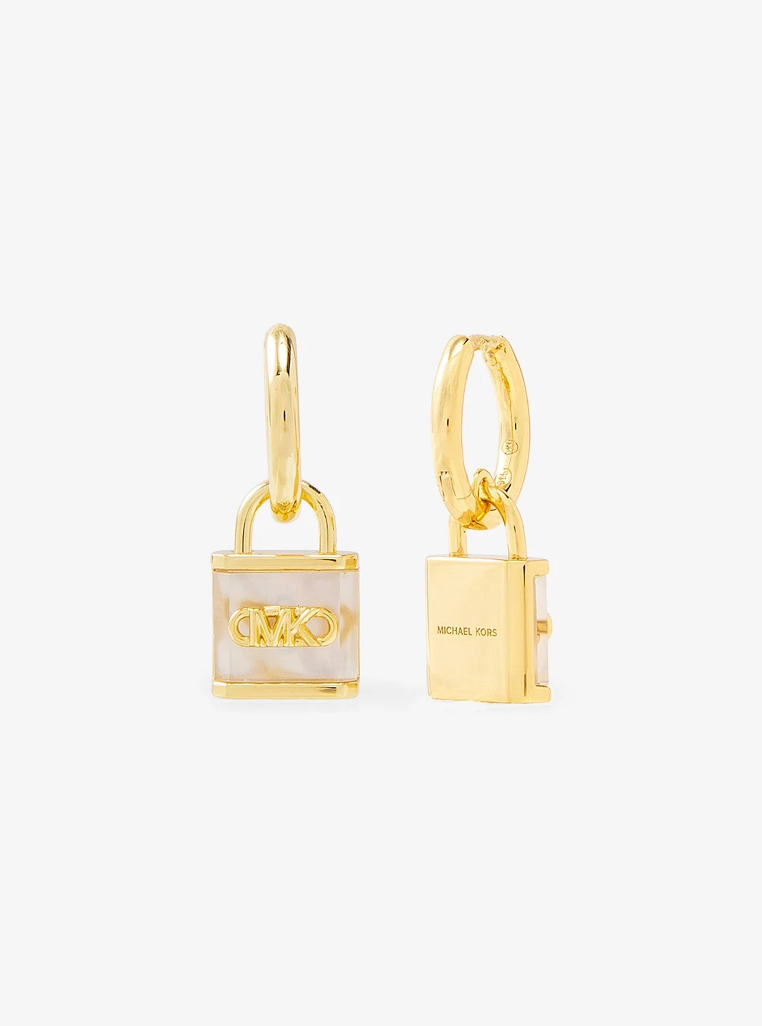 Michael Kors ゴールド ホワイト ロック ハギードロップピアス - Image 2