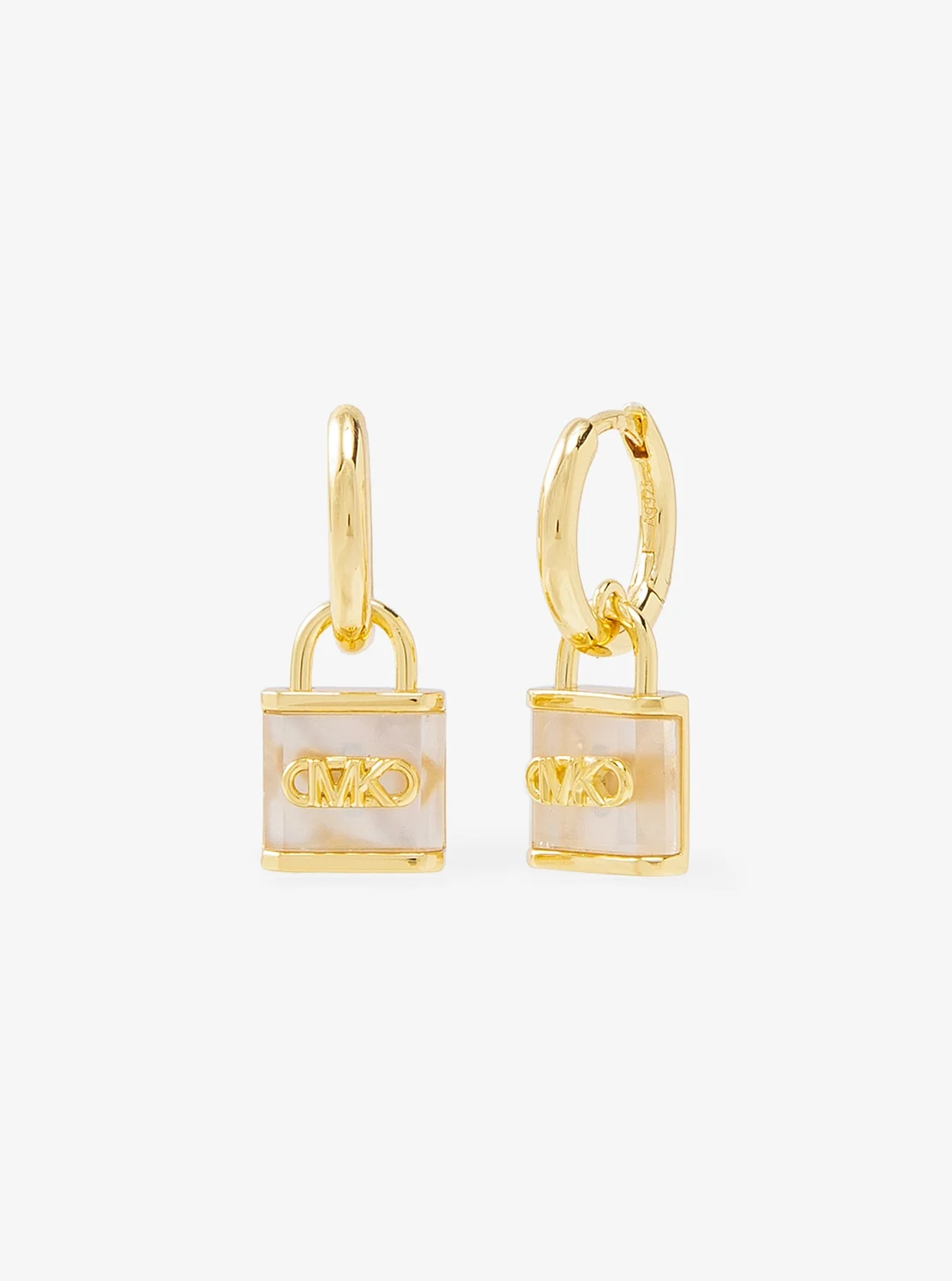 Michael Kors ゴールド ホワイト ロック ハギードロップピアス