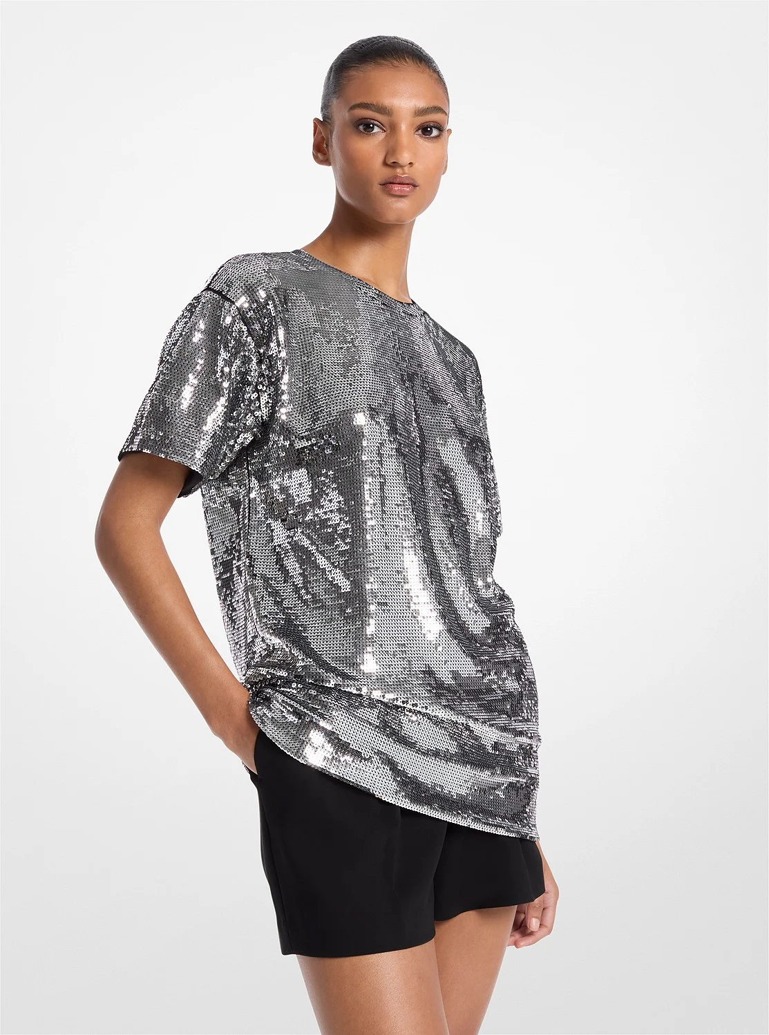 Michael Kors シークイン オーバーサイズ Tシャツ