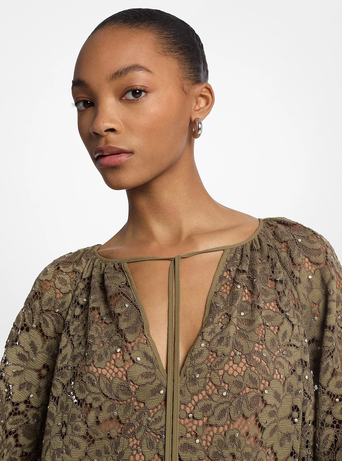 Michael Kors スタッズ コード フローラル レース Vネック ドレス - Image 3