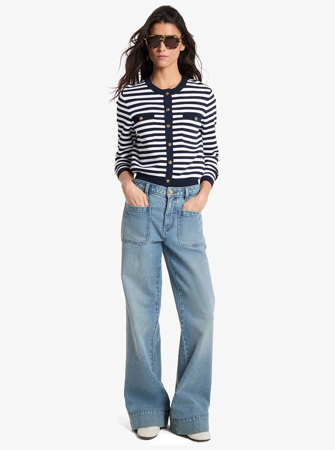 Michael Kors ストライプ スナップ カーディガン ジャケット