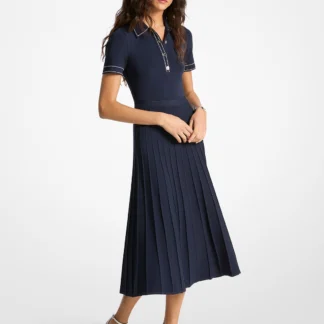 Michael Kors ストレッチ ニット ポロ ミディドレス