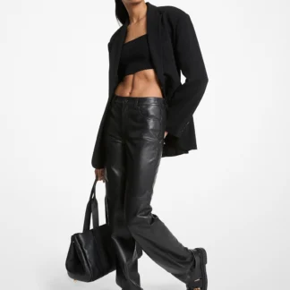Michael Kors ストレートレッグ レザー パンツ