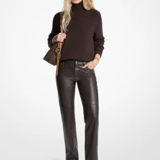 Michael Kors ストレートレッグ レザー パンツ
