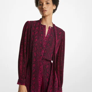 Michael Kors スネークプリント ジョーゼット ネクタイ ロンパース