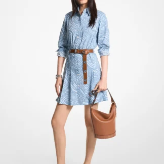 Michael Kors ゼブラ プリント ストレッチ コットンポプリン シャツドレス