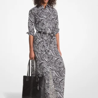 Michael Kors ゼブラプリント オーガニックコットン ローン シャツドレス