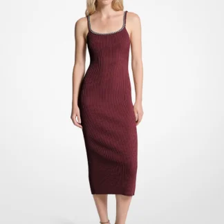 Michael Kors チェーンリブ ストレッチニット ミディドレス