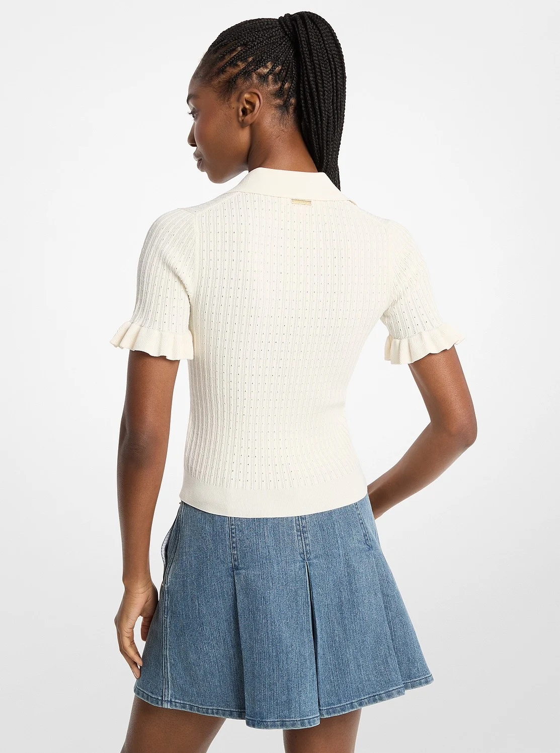Michael Kors ニット ラッフル スリーブ ポロ トップス - Image 2