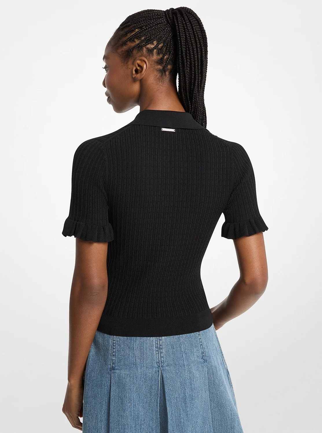 Michael Kors ニット ラッフル スリーブ ポロ トップス - Image 2