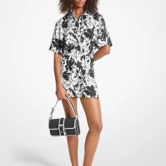 Michael Kors パームプリント サテン ロンパース